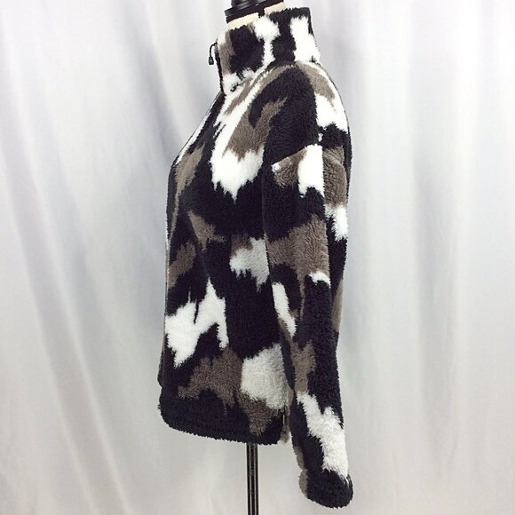 Eddie Bauer Womens Ultra Soft Sherpa Fleece 1/4 Zip Pullover Medium Black Camo - Picture 8 of 12